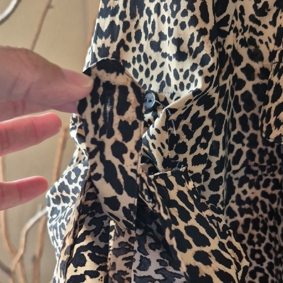 Leopard Print Button Down Blouse - Picture 4 of 9
